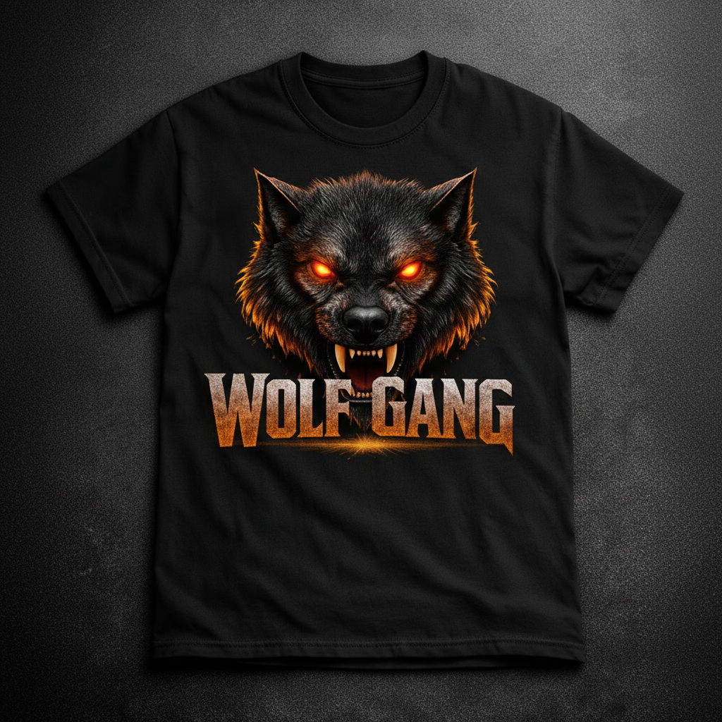 Design 4 - Wolf Biting WOLF GANG Same Font
